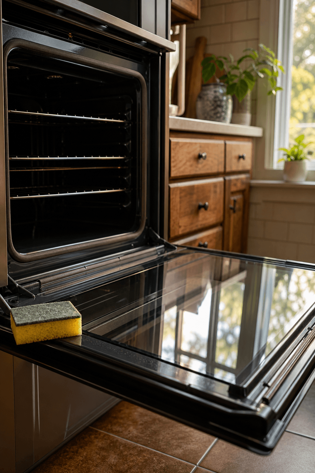 Oven door glass, sparkling