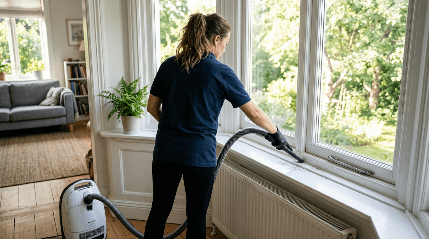 Window track, vacuumed clean