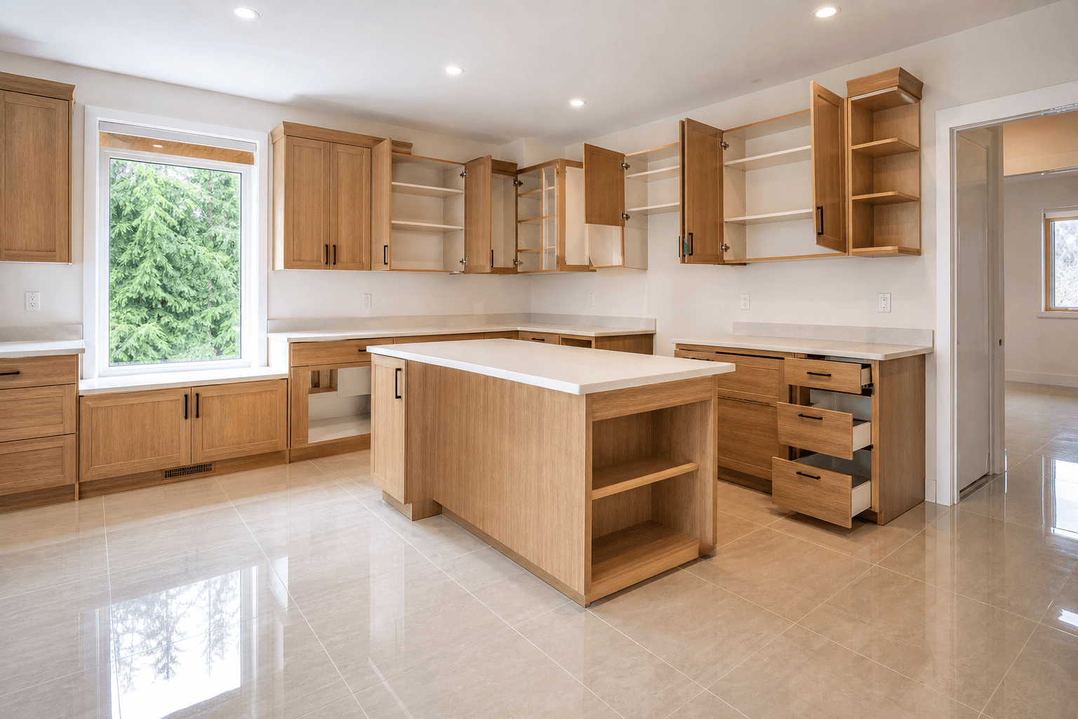 Empty kitchen, post-clean